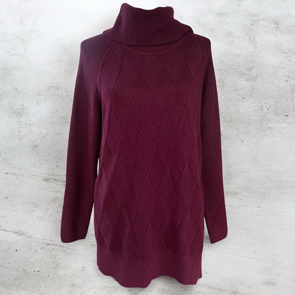 Talbots Diamond-Knit Cotton Blend Turtleneck Sweater – NWT - Petite Large